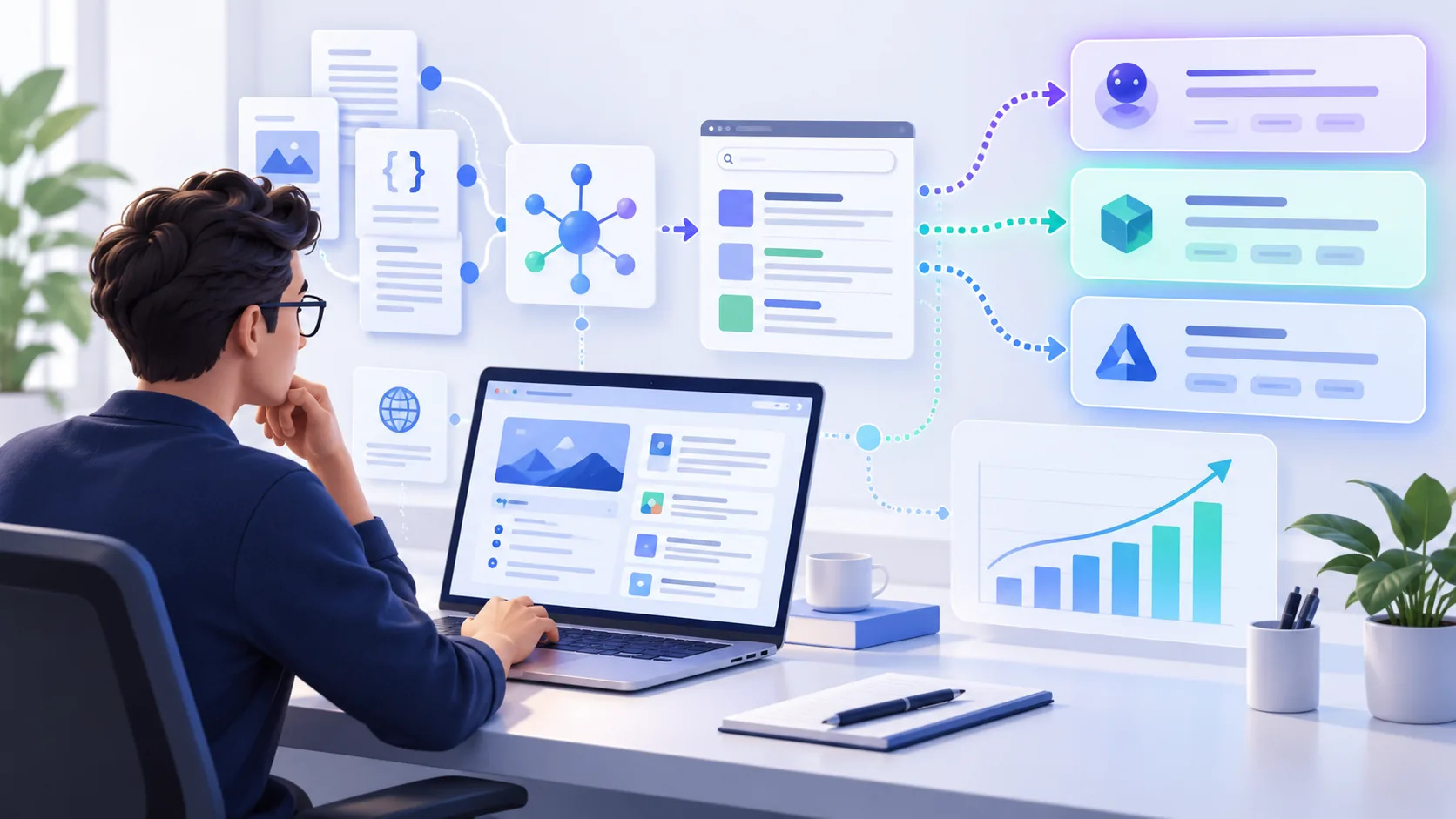 SEO-специалист анализирует путь сайта к ответам AI-поиска
