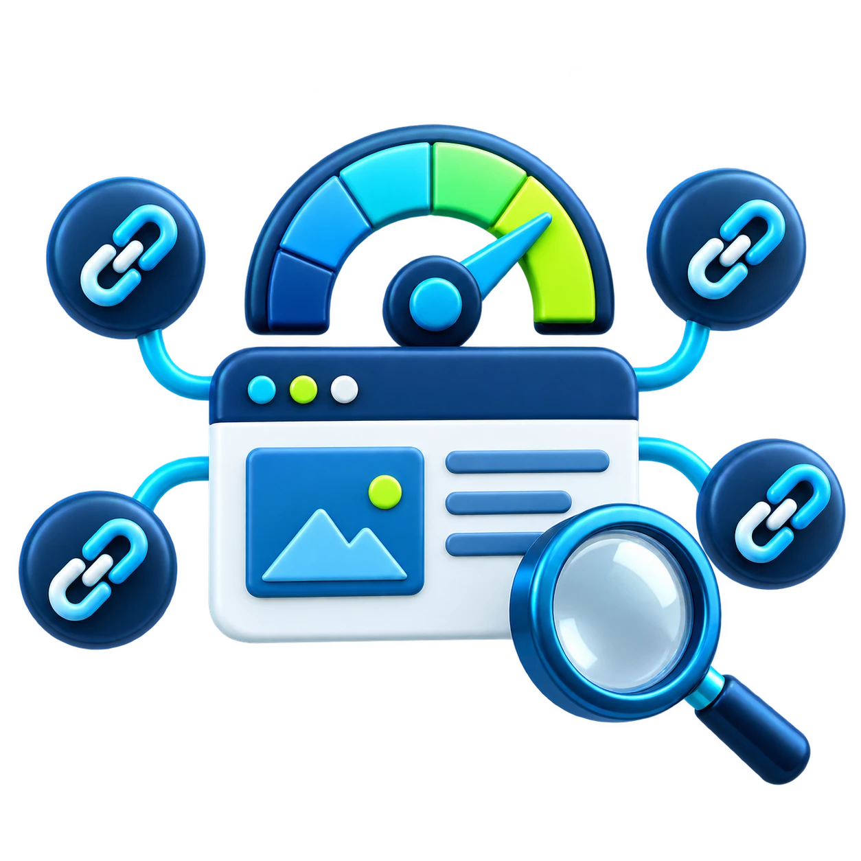 Иконка Domain Rating: шкала авторитетности, ссылки и лупа